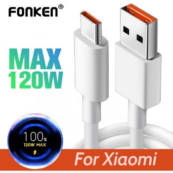 Cable de Carga Rápida USB Tipo C Fonken 120W 6A para Xiaomi Mi 12, 11, 10, 9, Redmi Note 11 y Black Shark 4/5