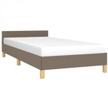 Estructura de cama con cabecero tapizado en tela gris taupe 80x200 cm