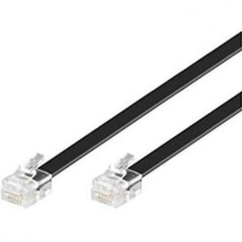 Microconnect RJ12 6C6P 10m Cable telefónico Transparente, Negro - Cable para teléfonos fijos