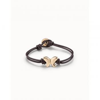 UNOde50 Volare Women's Double Strand Leather Bracelet with 18K Gold Plating