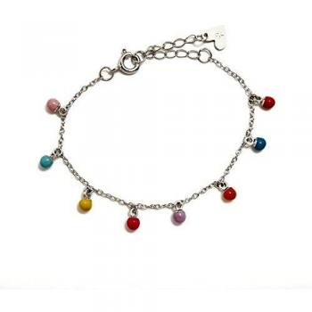 Pulsera Agatha Ruiz de la Prada colección DIP plata Ley 925m 12.5 cm. bolas colgantes esmaltadas