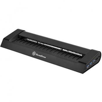 SilverStone SST-NB05B - Disipador para Notebook Noble Breeze, 3x USB 3.0, 290mm Ventilador de refrigeración para ordenador de flujo cruzado, ordenador notebook de hasta 17 pulgadas, negro