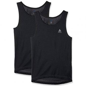 Odlo Camiseta Interior para Hombre Singlet Cubic 2 Unidades, Hombre, Camiseta, 195332, Gris, Negro, Small