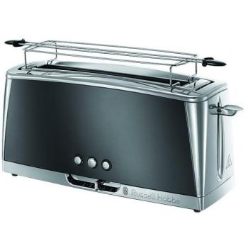 Russell Hobbs Tostadora Luna Moonlight Grey - 1 Ranura Larga y Ancha, Tostador para 2 Rebanadas, Bandeja Recogemigas, Calientapanecillos, Función Cancelar y Descongelar, Inox. y Gris - 23251-56
