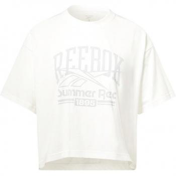 Camiseta de Manga Corta Reebok Graphic Logo para Mujer en Color Blanco