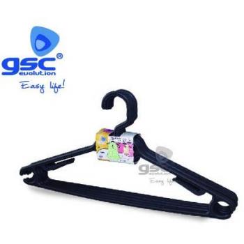 GSC 2702550 Set de 5 Perchas plástico, Negro, 42 x 15 x 10 cm