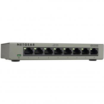 Netgear 8-Port Gigabit Unmanaged Ethernet Switch GS308 in Sturdy Metal Fanless Housing