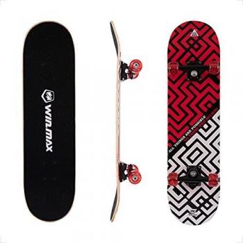 WIN.MAX Completo Skateboard para Principiantes 31x8 7 Capas Monopatín de Madera de Arce con rodamientos ABEC-7 Tabla de Skateboard