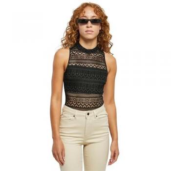 Women's Black Crochet Turtleneck Bodysuit - Slim Fit, Size M