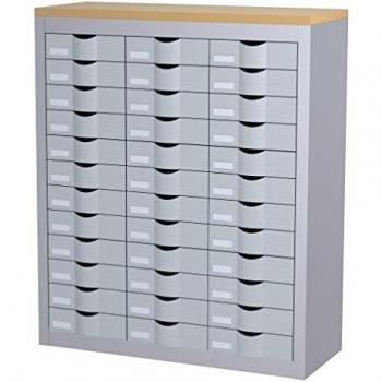 Mueble de Clasificación con 36 Cajones en Aluminio - 3 Columnas, Altura 106.5 cm