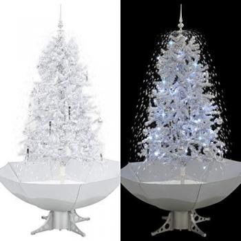 vidaXL Árbol Navidad con Nieve y Base en Paraguas Decoración Adorno Festivo Estacional Diseño Distintivo Ramas Realistas Ligero Duradero Blanco 170cm