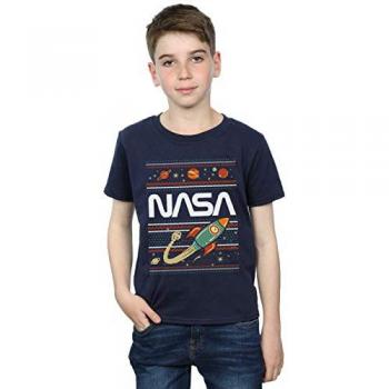 Camiseta Fair Isle NASA para niño de 9 a 11 años color azul marino