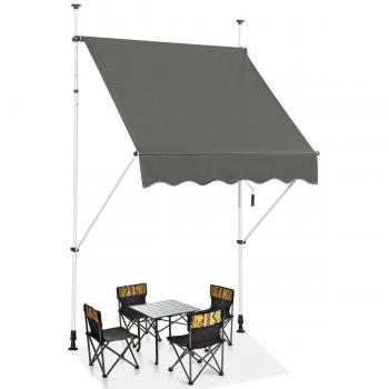 Toldo Telescópico y Retráctil Costway Resistente a Rayos UV Impermeable con Manivela Altura Regulable para Ventana Balcón Jardín Gris 150 x 120 cm