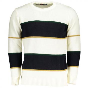 U.S. Polo Assn. Men's Grand Polo White Crew Neck Sweater with Contrast Details, Size L