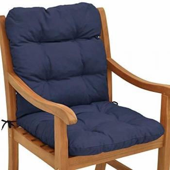 Cojín para Silla de Jardín Flair NL con Respaldo Bajo - Relleno de Copos de Gomaespuma Azul Oscuro - Beautissu