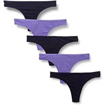 Iris & Lilly BELK001M5 Tanga, Azul Marino/Violeta Oscuro, 40, Pack de 5