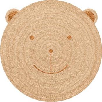 Alfombra de Vinilo Infantil Oso Adrián, Imitación Textura Natural, Diámetro 150 cm