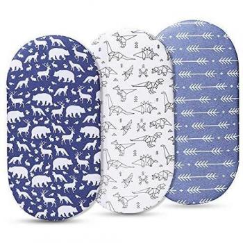 Momcozy Sábana Minicuna 75x33cm/80x46cm Ajustable para Colchón Capazo/Carro/Cochecito de bebé para Niños y Niñas, de 100% Algodón, Elástico se Adapta a Julius Zöllner, Träumeland, Alvi, FabiMax