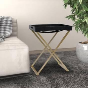 Mesa Plegable MDF Dorada y Negra 48x34x61 cm