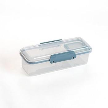 Recipiente Hermético de Plástico Quid Minimal 19x8x6cm Beige con Tapa y 4 Cierres, Apto para Microondas y Frigorífico