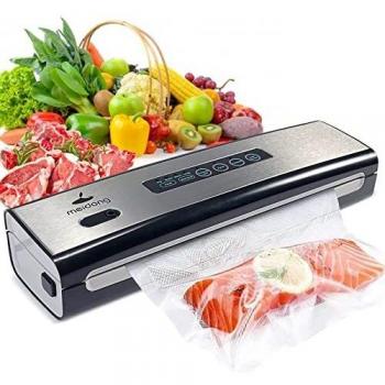 Vacuum Sealer Machine, Meidong Food Saver Vacuum Sealer Machine Built in Air Sealing System w/Starter Kit, Dry & Moist Food Modes, Led Indicator Lights, Easy to Clean, Compact Design