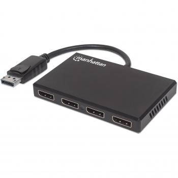 Manhattan 207737 DisplayPort to 4-Port DisplayPort Splitter Hub with MST, 4K@30Hz, USB Power, Video Wall Function, HDCP 2.2