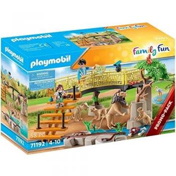 PLAYMOBIL Family Fun 71192 Leones con recinto Exterior, con 4 Leones como Animales de Juguete, Juguetes
