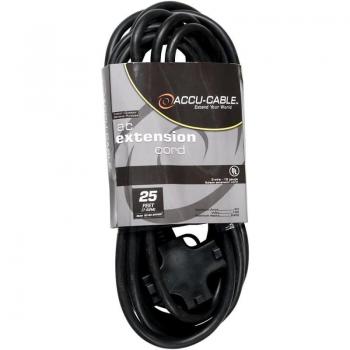 American DJ Accu-Cable EC-123 25' 12/3 AWG 3-Outlets Edison AC Extension Cord