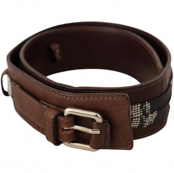 Costume National Brown Leather Silver Buckle Belt - 80 cm / 32 Inches