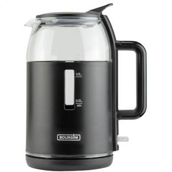 Hervidor de Agua Bourgini 2000W Negro Mate y Cristal 1.5L