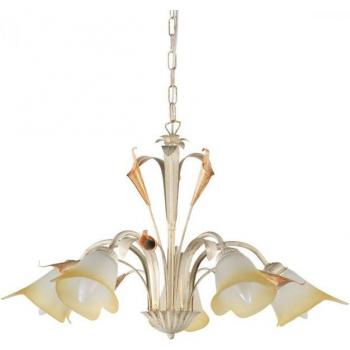 Lámpara de techo colgante LUCREZIA 5 luces, cristal y marfil metal