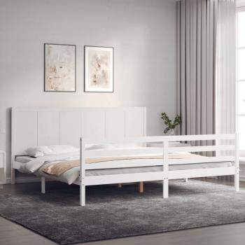 Cabecero blanco de madera maciza Super King Size