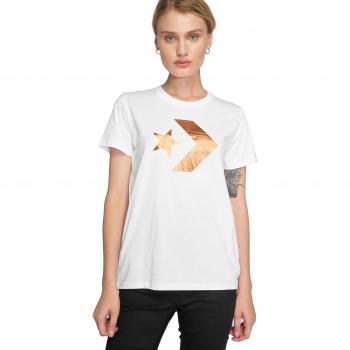 Converse Star Chevron Metallic Crew tee White - Camiseta, Mujer, Blanco