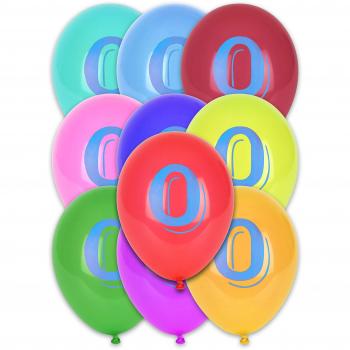 Paquete de 10 Globos Decorativos con Número 0