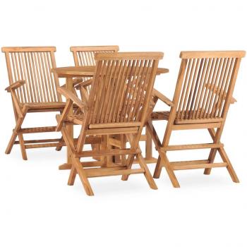 vidaXL 5 Piece Folding Outdoor Dining Set Solid Teak Wood