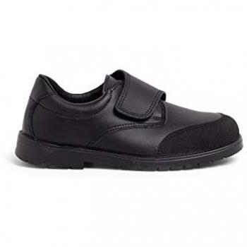 Pisamonas Zapato Colegio Piel Puntera Reforzada Talla 34 en Color Negro, Zapatillas de piel de niño con cierre adherente, Zapatillas deportivas de niño de piel con cierre adherente