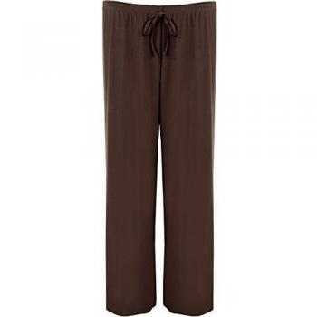 WearAll - Mujeres Tallas Grandes Baggy Abocardada Pantalones Anchos de la Pierna Palazzo - Marrón Oscuro - 56-58