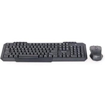 Gembird KBS-WM-02 (Inglés) Teclado + Ratón RF Inalámbrico QWERTY de EE. UU. Negro
