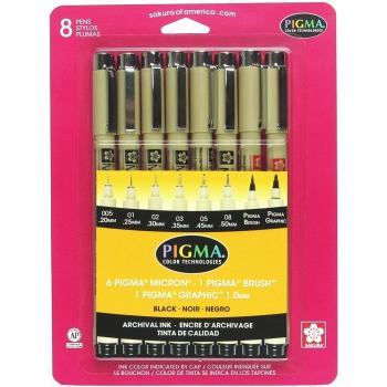 Sakura Finetek Pigma Micron tutto nero 8 pennini Set -