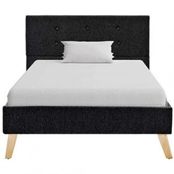 vidaXL Estructura de Cama Tela Somier Mobiliario de Hogar Casa Clásica Práctica Cómoda Moderna Robusta y Duradera Sin Colchón Gris Oscura 90x200cm