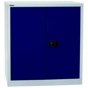 Armario de Puertas Batientes Universal Bisley, 1 Estante, 2 Alturas para Archivos, Acero, Color Gris Claro y Azul Oxford, Dimensiones 91.4 x 40 x 100 cm