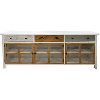 Aparador Blanco con 3 cajones y 3 Puertas de Madera Abeto de 180x34x80 cm - LOLAhome