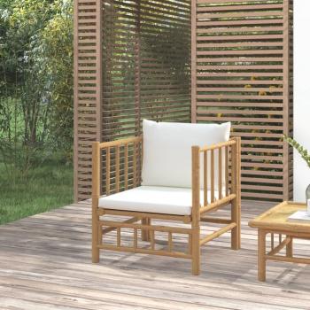 Bamboo Garden Sofa with Cream White Cushions