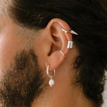 Ear Cuff Cronos para Hombre en Plata de Ley 925 con Baño de Rodio y Cierre Ajustable