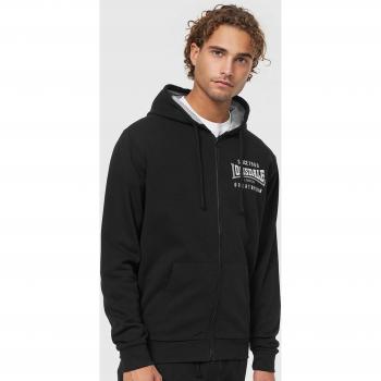 Lonsdale Lintmill Men's Full Zip Hoodie - Black/White/Grey