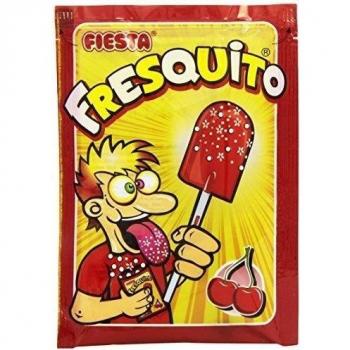 FIESTA Fresquito Caramelo con Palo en Sobre con Polvo Acidulado Sabor Cereza - Caja de 40 unidades