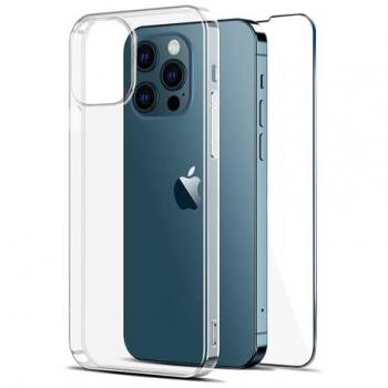 Funda Antigolpes Ultrafina Transparente TPU + Protector de Pantalla Cristal Templado 9H para iPhone 14 Pro - Pack Icoveri