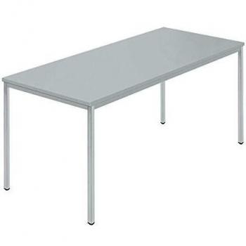 Mesa rectangular de tubo cuadrado revestido 1600 x 800 mm, gris/gris