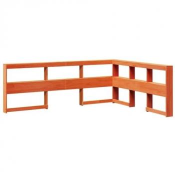 Cabecero de Cama Estantería en Forma de L 150 cm Madera Maciza de Pino Acabado Encerado