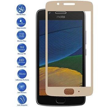 Todotumovil Protector de Pantalla Motorola Moto G5 Dorado Completo 3D Cristal Templado Vidrio Curvo para movil